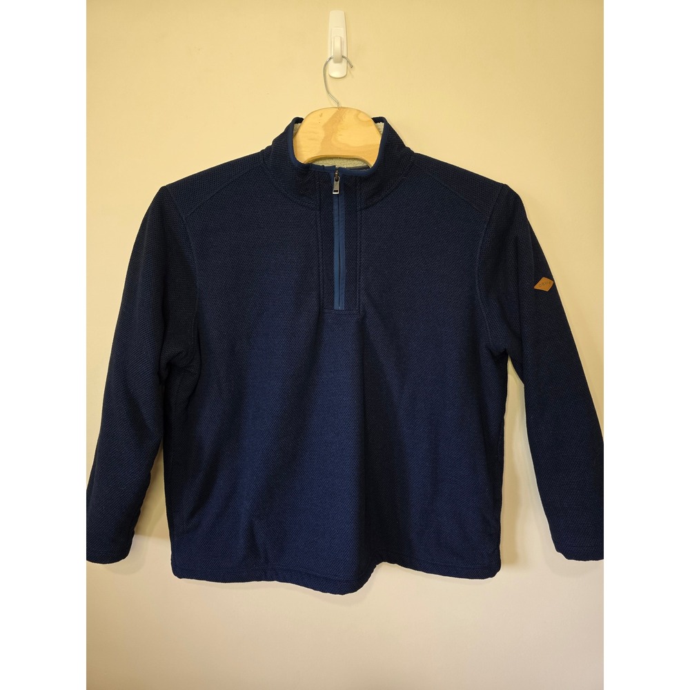 Orvis Pullover Mens XXL Navy Blue Waffle Knit Sherpa Lined Quarter Zip Gorpcore